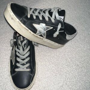 Golden Goose Black and Silver Sneakers